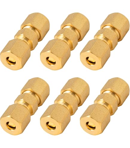 CDQBWKJGFJ 5 Pcs Brass Fuel Line Compression Union Fitting 3/16